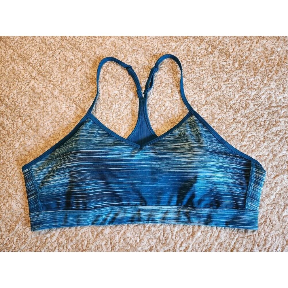 Adidas Women's Climalite Strappy Print Padded‎  Sports Bras Blue  Size XL